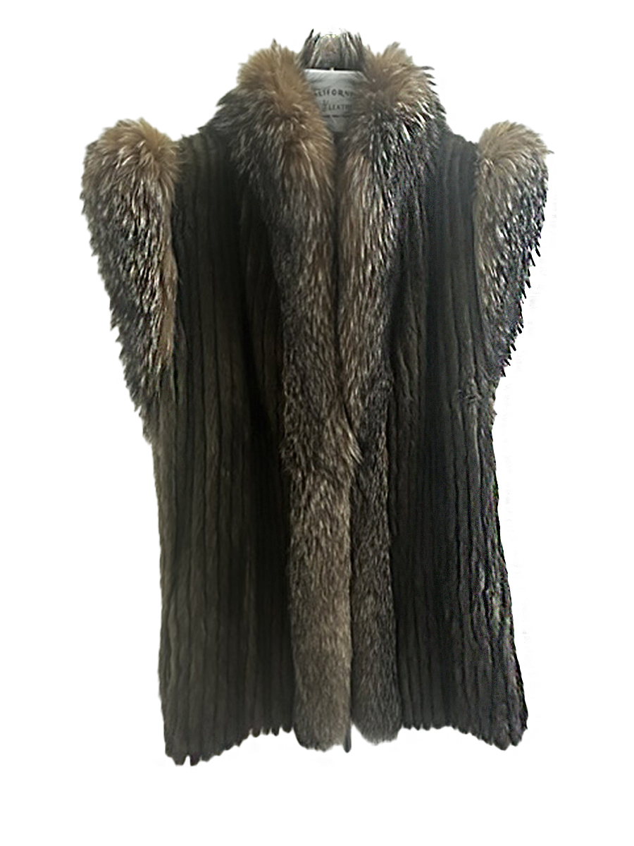 Lunaraine Mink vest/jaccket with crystal fox collar & detachable sleeves $1400